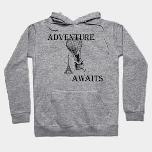 Lispe Hot Air Balloon with Eiffel Tower Adventure Awaits Hoodie